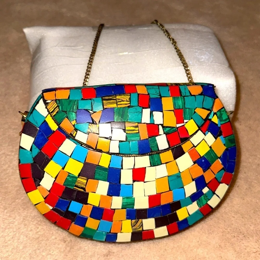 RAMLA Colorful Mosaic Crossbody Bag NWOT